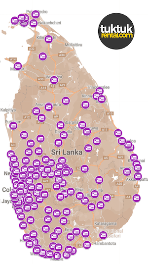 Sri Lanka Tourist Fuel Pass Card Map of Sampath Banks