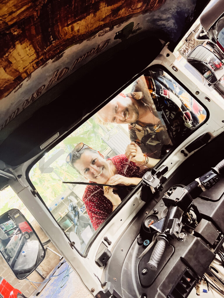A shot from inside of the tuktuk