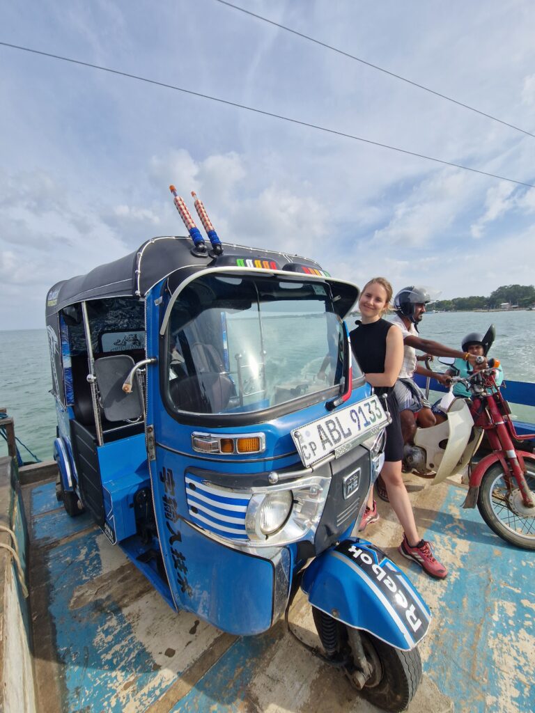 A tuktuk on the ferry in Jaffna