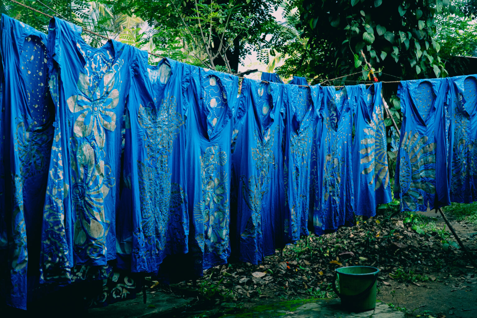 Coloured dresses hung to get dry in Hikkaduwa